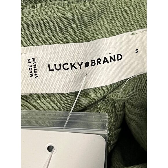 Lucky Brand Women Tier Dress Green Short Sleeve Ruffle Collar Size Small NWT New - Picture 7 of 7